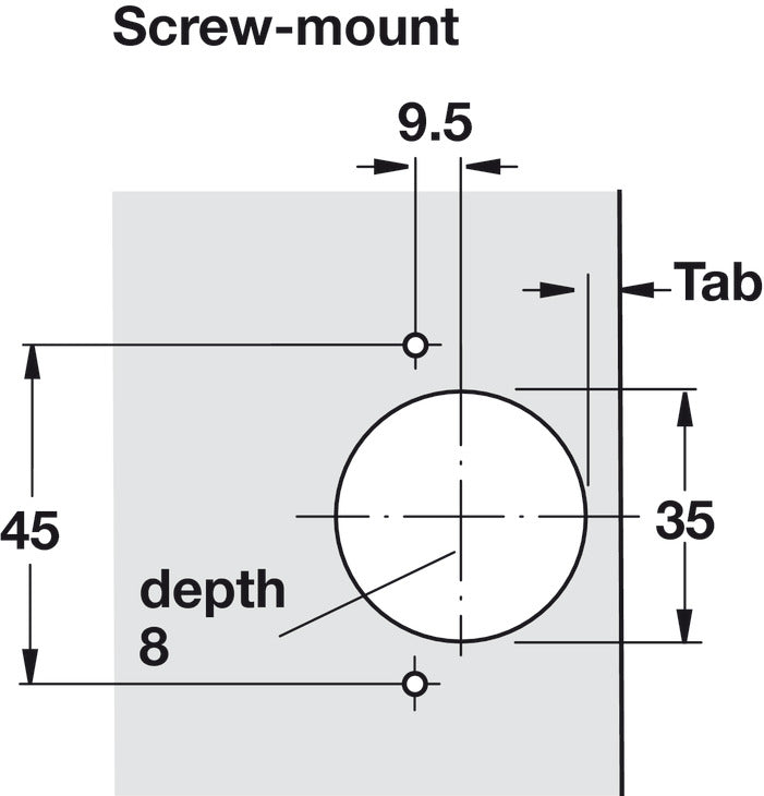 Concealed Hinge, Salice with Zero Protrusion, 155° Opening Angle