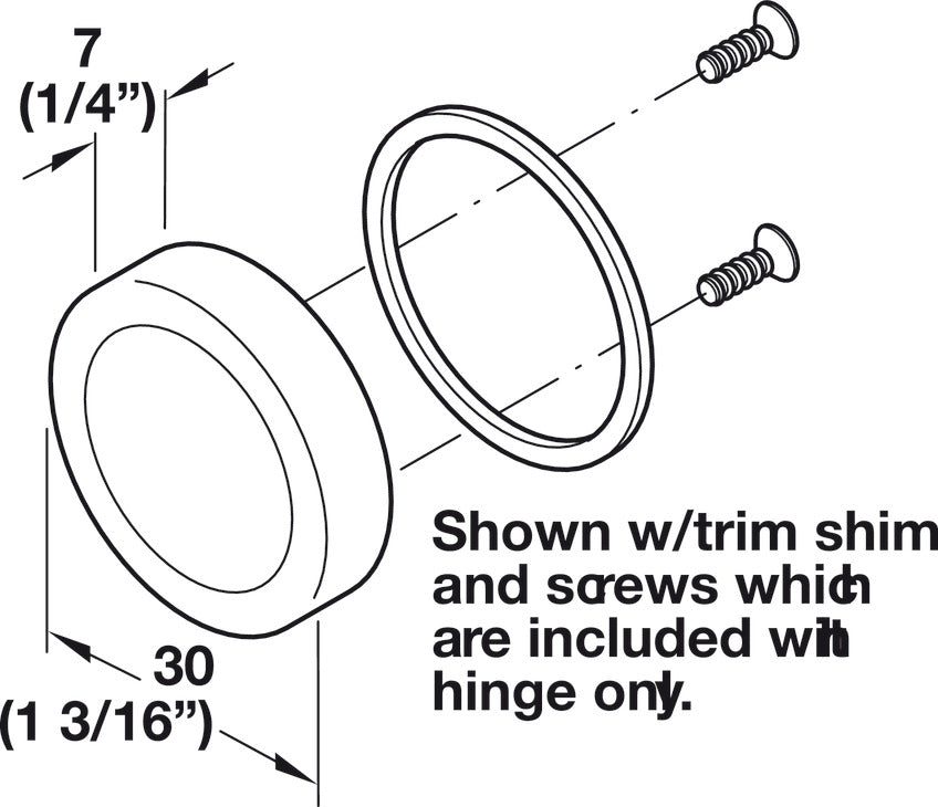 Trim Cap, Salice, Round, for 94° Glass Door Hinges