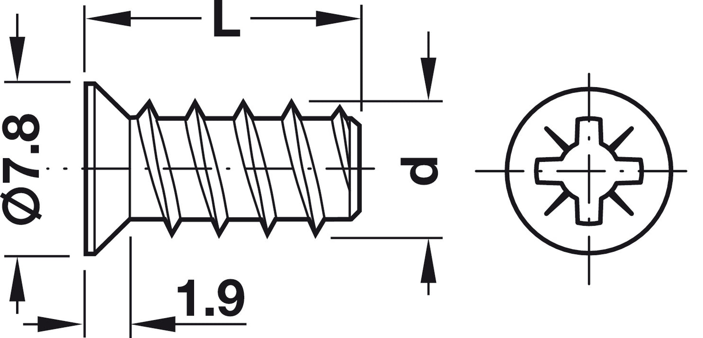 Euro screw, HÃ¤fele, Varianta, countersunk head, PZ2, steel, for screwing into wood