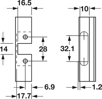 Aluminum Frame Door Hinge, Salice, 105° Opening Angle, Self Closing, Full Overlay