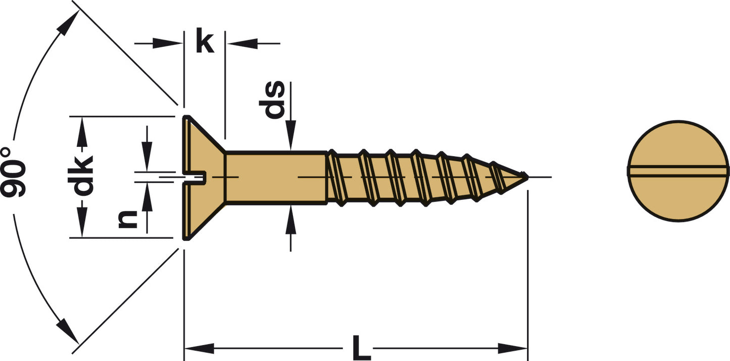 Flat Countersunk Head Screw, Brass