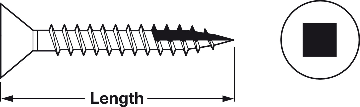 Zip-R Screw, Flat Countersunk Head, #2 Square Drive