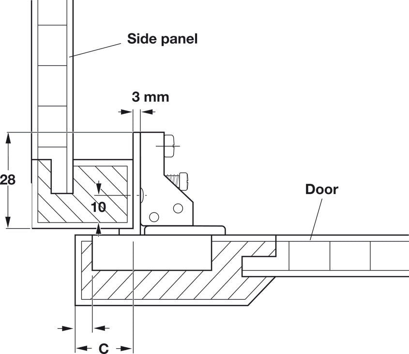 Concealed Hinge, Short Arm, Face Frame, 105° Opening Angle