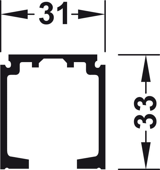 Single Running Track, Pre-drilled, W x H: 31 x 33 mm