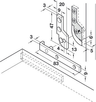 Desk Pivot Hinge, 90° Opening Angle