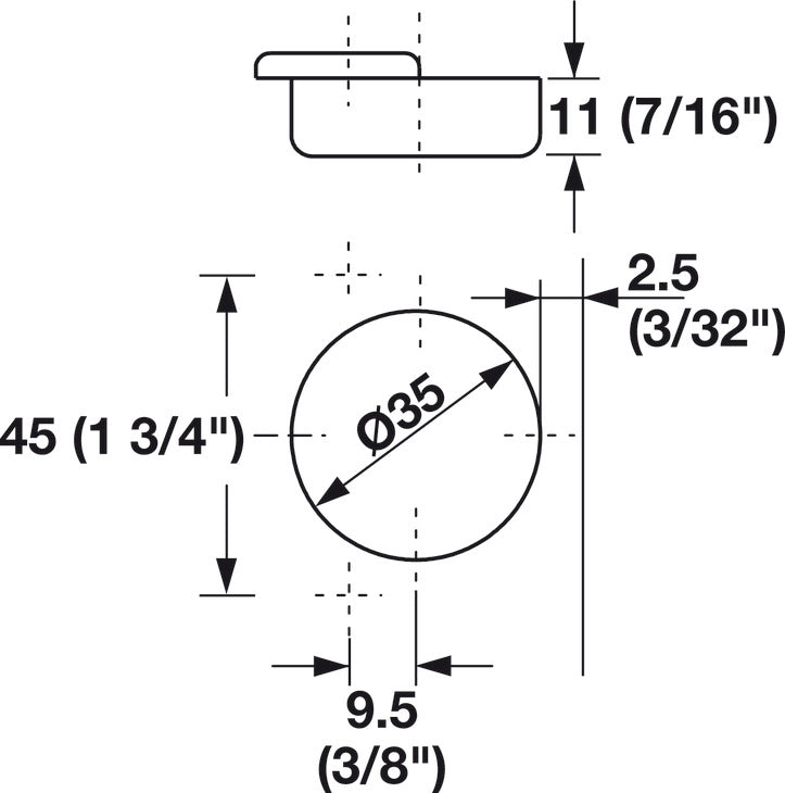Concealed Hinge, Salice Face Frame 3 Cam, 106° Opening Angle, Self Close