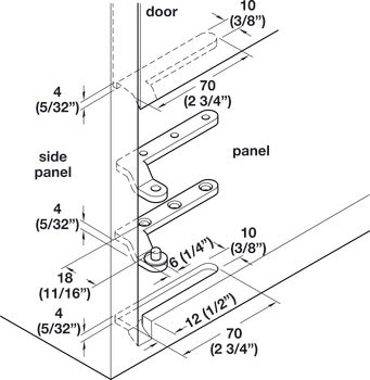 Corner Pivot Hinged, Cranked, 180° Opening Angle
