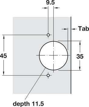 45° Clip-On Corner Hinge, Opening Angle 92°