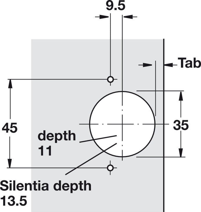 Concealed Hinge, Salice with Zero Protrusion, 155° Opening Angle