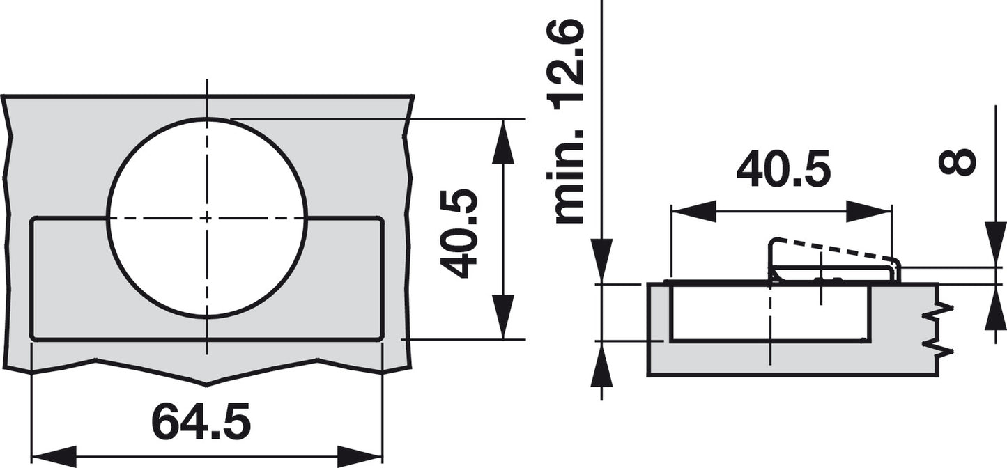 Grass TIOMOS +45° Concealed Corner Hinge, 110° Opening Angle, Overlay