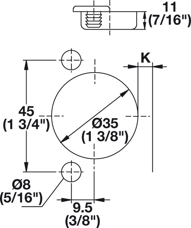 Concealed Hinge, Salice Excentra 2-Cam, 106° Opening Angle, Soft Close, 1 1/4" Overlay