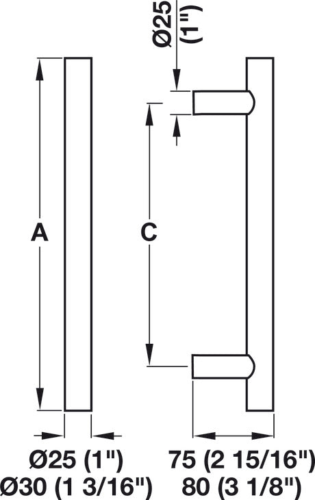Pull Handle, Stainless Steel