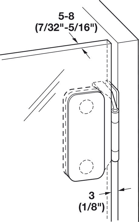 Glass Door Hinge, Aximat®, 230° Opening Angle, Glass to Wood,  3 mm Overlay