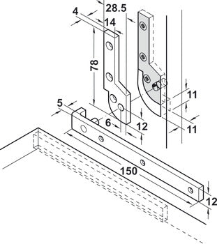 Desk Pivot Hinge, 90° Opening Angle