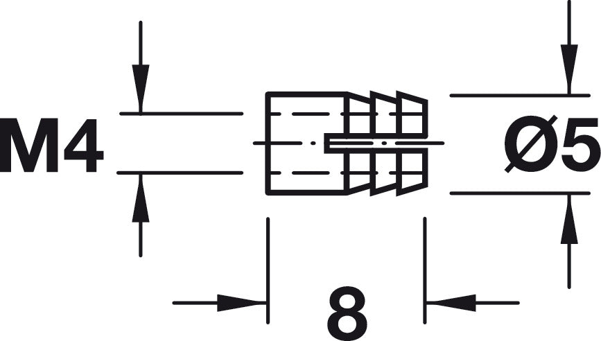 Spreading Dowel, M4 Internal Thread