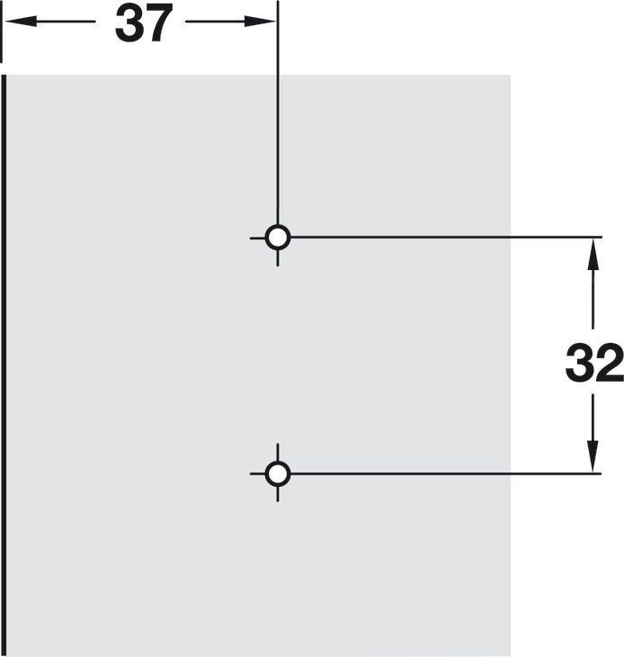 Cruciform Mounting Plate, HÃ¤fele Duomatic A, steel, with chipboard screws, edge distance 37 mm