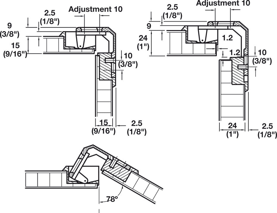 Pie-Cut Corner, 78° Opening Angle