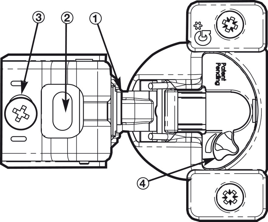 Concealed Face Frame Hinge, Grass TEC Side-Mount, 108° Opening Angle, Soft-Close