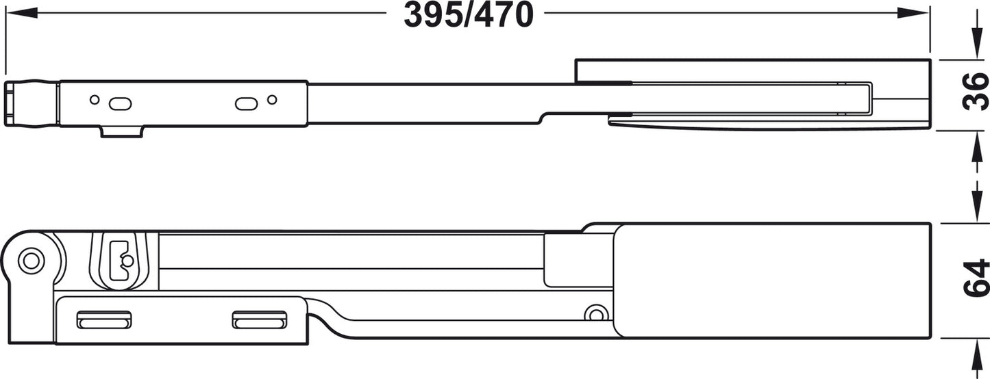 Lateral Swing Fitting, Swingfront 20 FB, for wooden or narrow aluminum frame doors