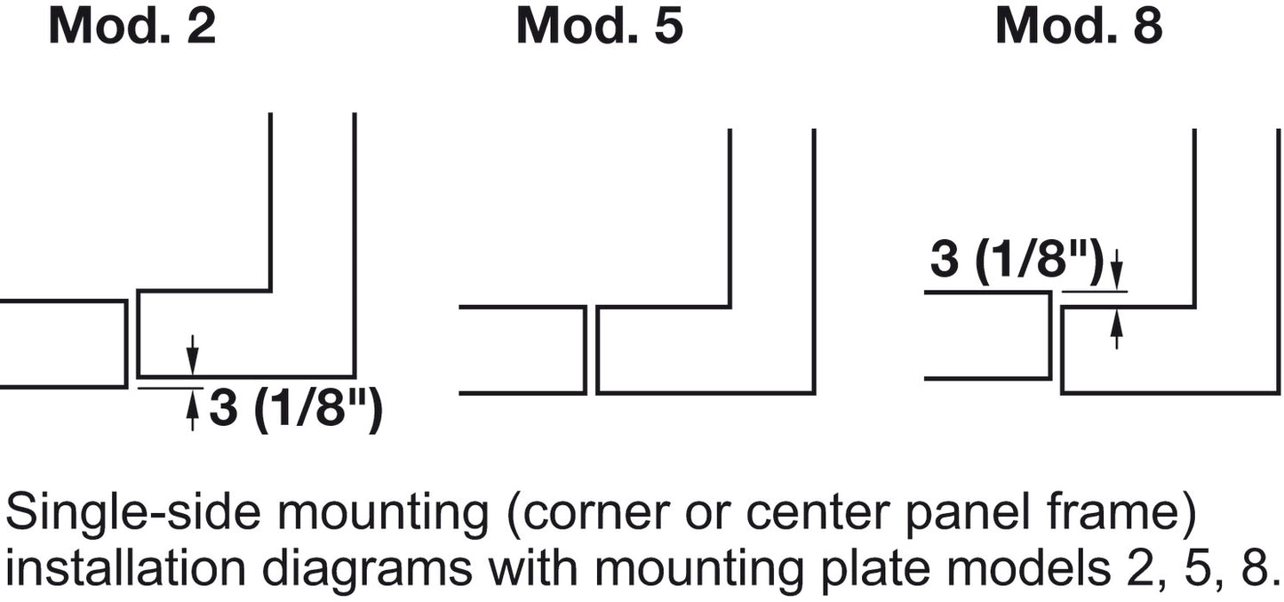 Blind Corner Concealed Hinge, Salice, 94° Opening Angle, Self Close, Inset Mounting, Nickel-Plated