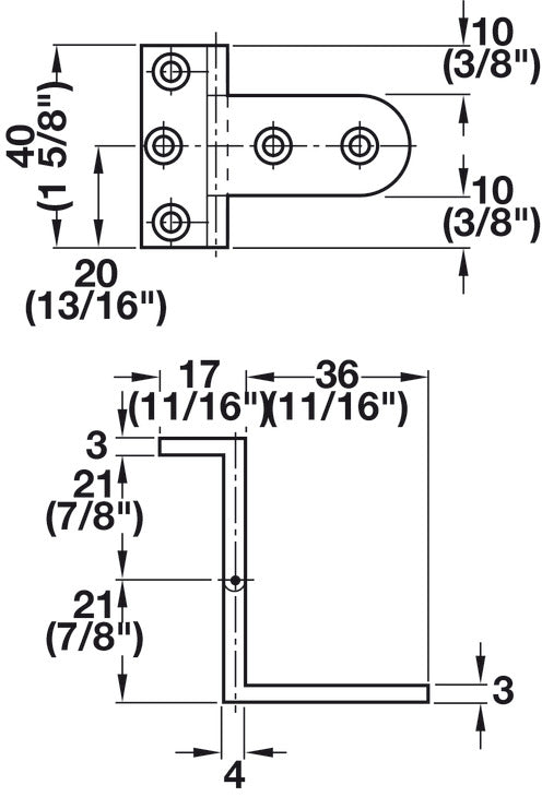 Cranked Butt Hinge, Neuform, Brass, for Overlay Doors