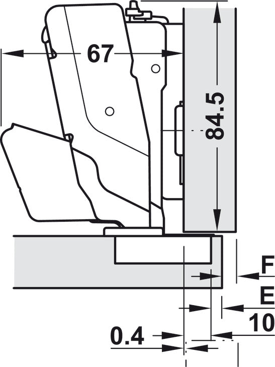 Concealed Hinge, Grass Tiomos 160°, full overlay mounting