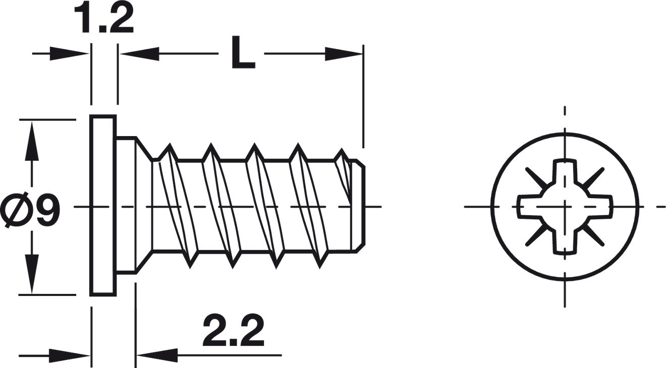 Euro screw, with Special Cylinder Head, #2 Pozi Drive, Bulk Pack