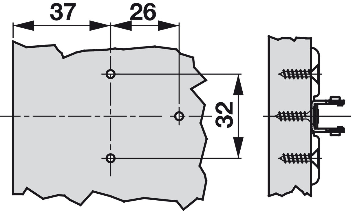 Wing Baseplate, Grass TIOMOS, 3-Point Fixing with Wood Screws