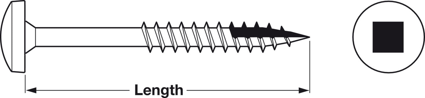 Face Frame Pocket Hole Screw, with #2 Square Drive, Black Oxide