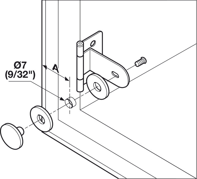 Inset Glass Door Hinge, 180° Opening Angle, for 4-6 mm Doors