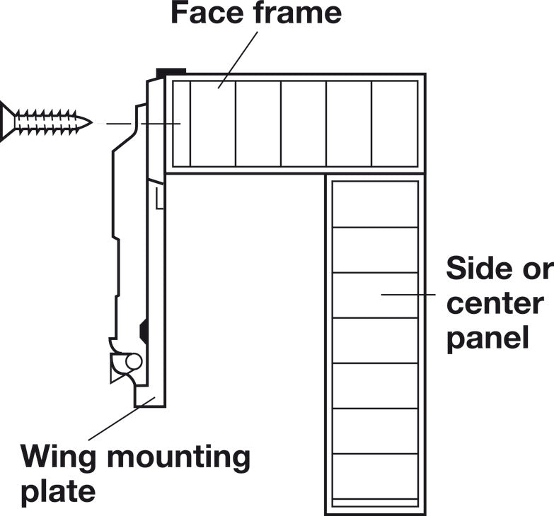 Clip Face Frame Mounting Plate, Salice, Titanium Finish, Screw-Mounted