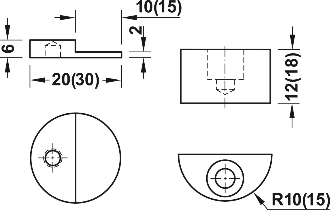 Glass Door Pivot Hinge, 210°, External, for All-Glass Constructions