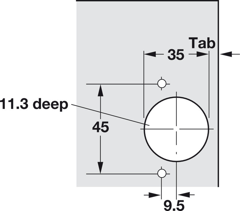 Concealed Hinge, Short Arm, Face Frame, 105° Opening Angle