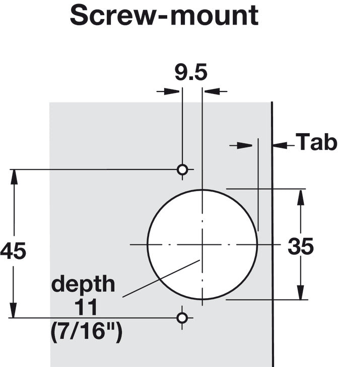 Concealed Face Frame Hinge, Grass TEC Side-Mount, 108° Opening Angle, Soft-Close