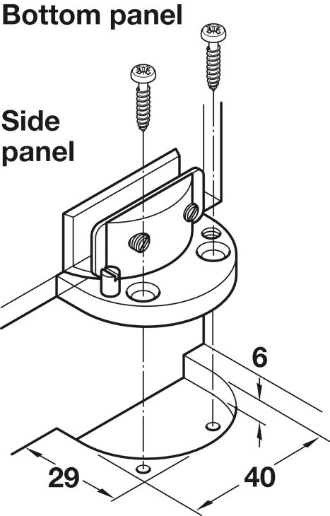 Glass Door Hinge, Opening angle 95°, inset mounting