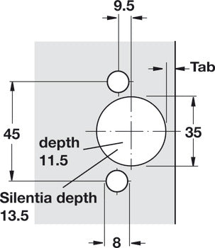 Concealed Hinge, Salice 200 Series/700 Series, 110° Opening Angle, 1/2" Overlay