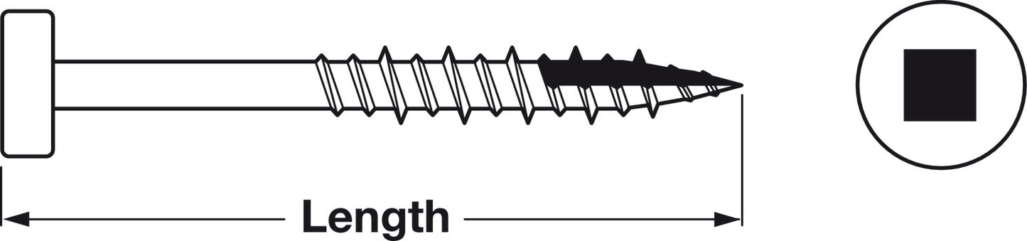 Face Frame Pocket Hole Screw, with #2 Square Drive