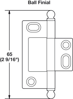 Decorative Butt Hinge, Non-Mortise, Ball Finial