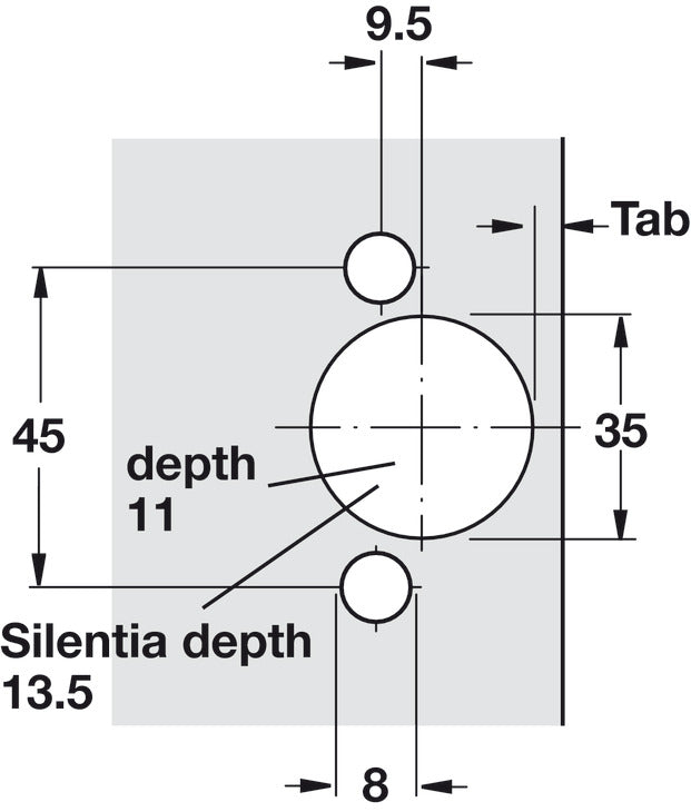 Concealed Hinge, Salice with Zero Protrusion, 155° Opening Angle