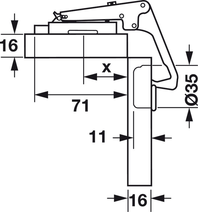 Pie-Cut Corner Hinge, Salice, 70° Opening Angle, Self Close, Titanium Finish