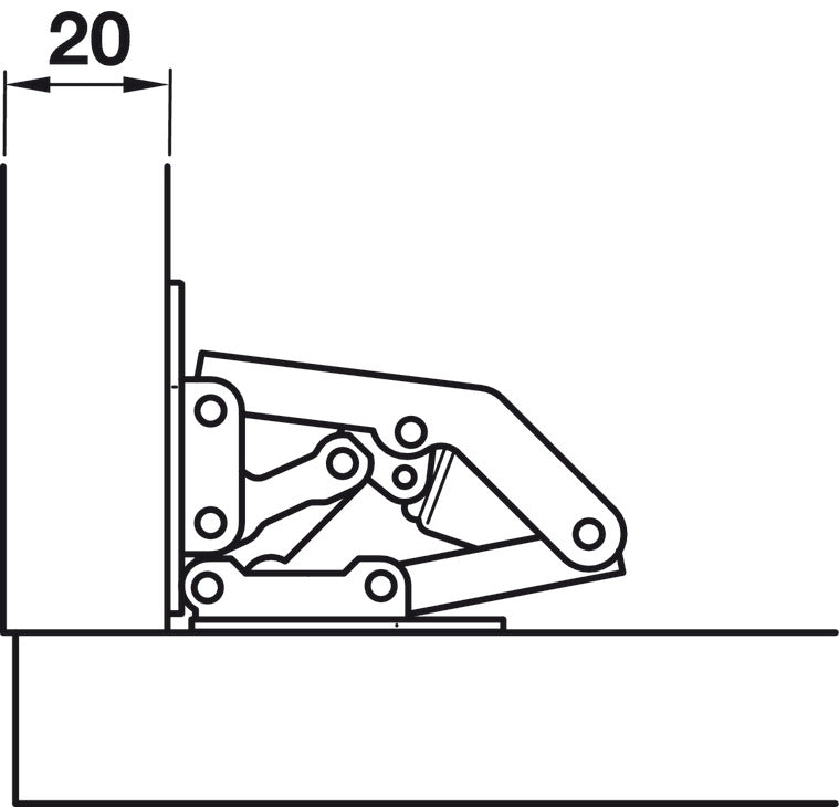 Concealed Hinge, Easy Mount, 90° Opening Angle, Self Closing