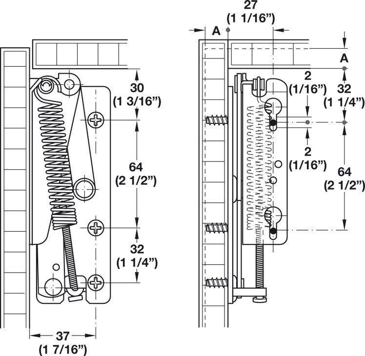 Swing-Up Fitting, Swingtop II for Wood Doors