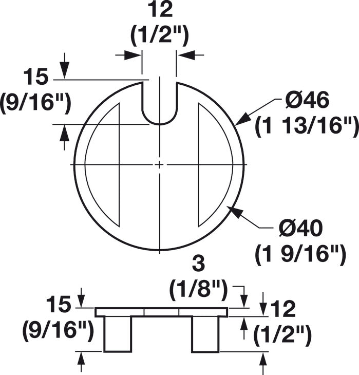 Metal Cable Grommet, One-Piece, Round, Ø40 mm