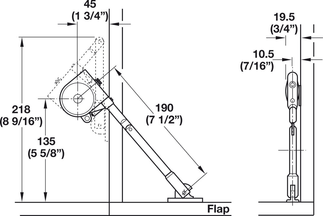 Flap Stay, with Speed-Mount Bracket
