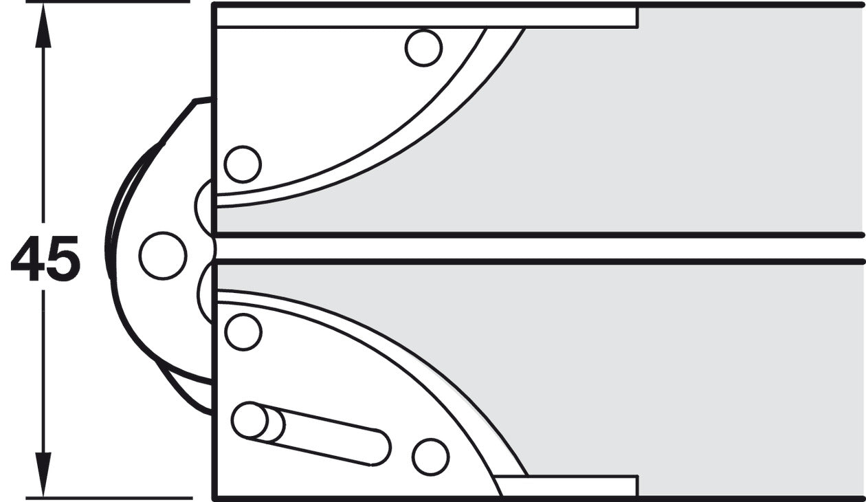 Folding Table Hinge, Recessed