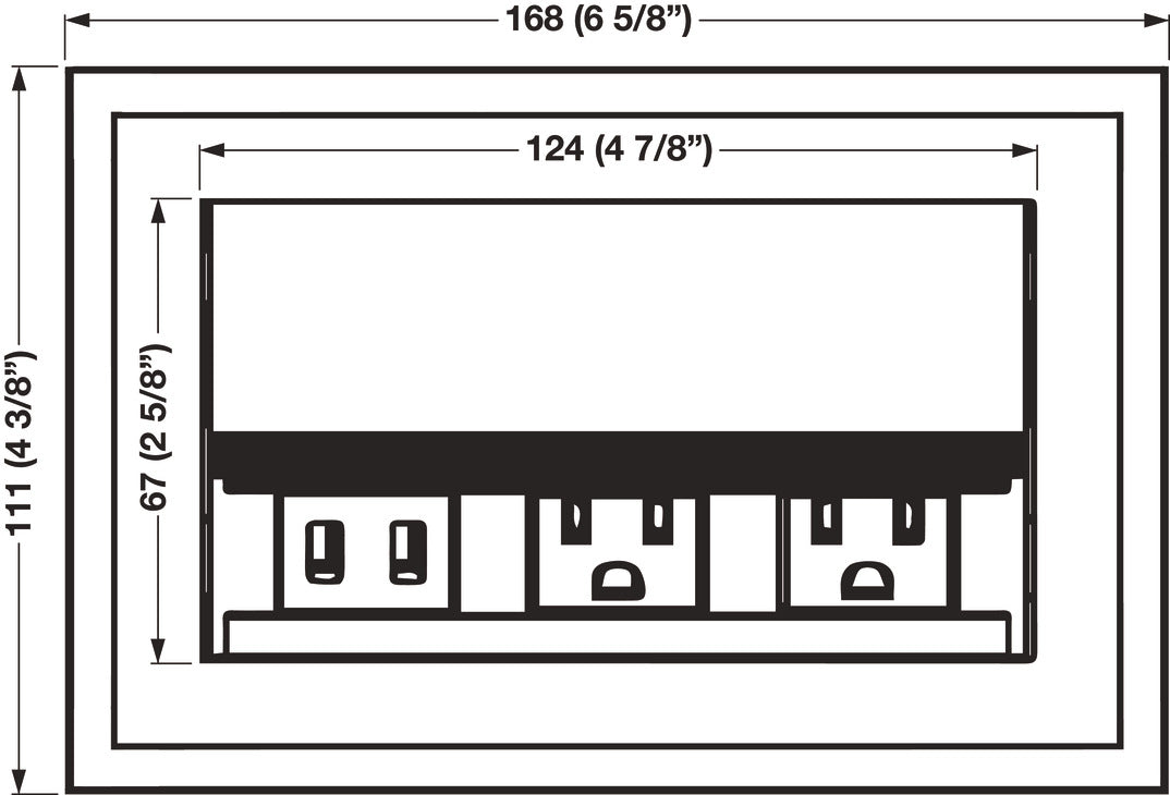 Hide-A-Dock Power/Data Station, 2 AC Outlets, 2 USB Ports