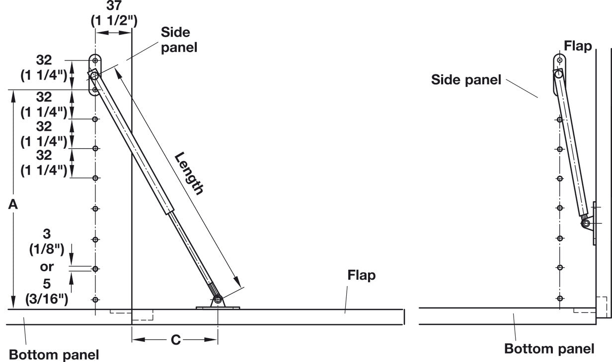 Flap Stay, Reversible, Fall-ex