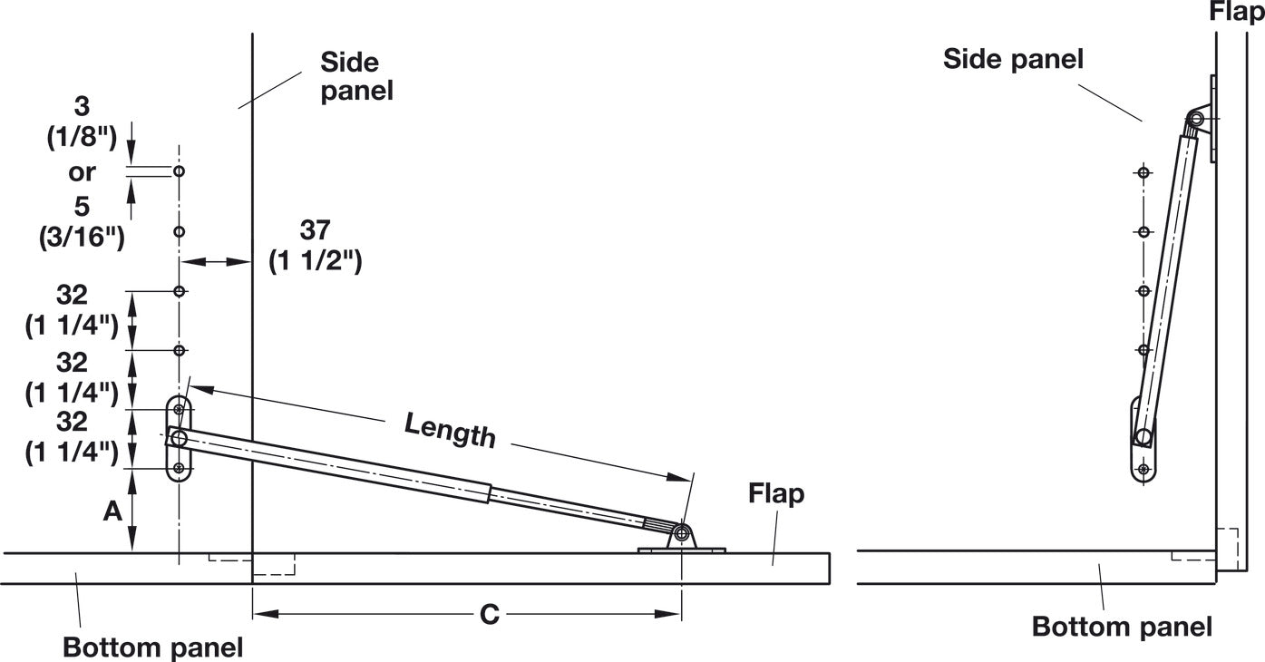 Flap Stay, Reversible, Fall-ex