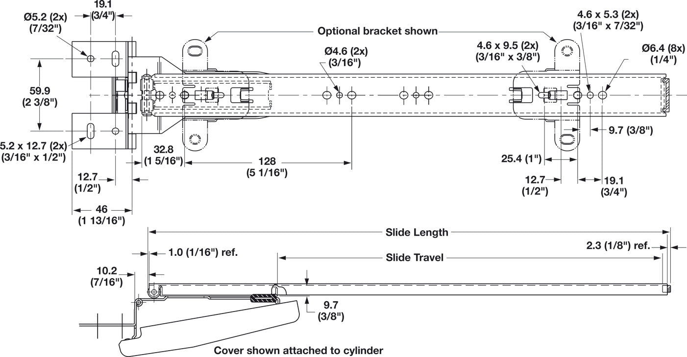 Flipper Door Slide, Accuride 1155 - Easy Down