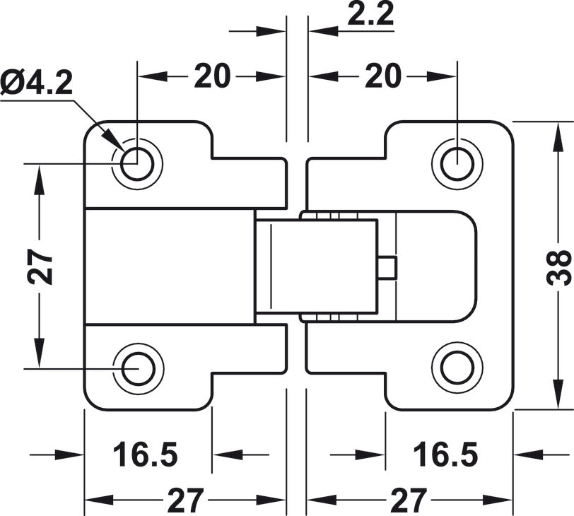 Flap hinge, All Metal, 3 Way Adjustable and Detachable